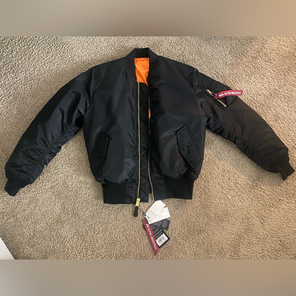 “NWT” Alpha Industries MA-1 Flight Jacket🧥 , Black Sz Medium